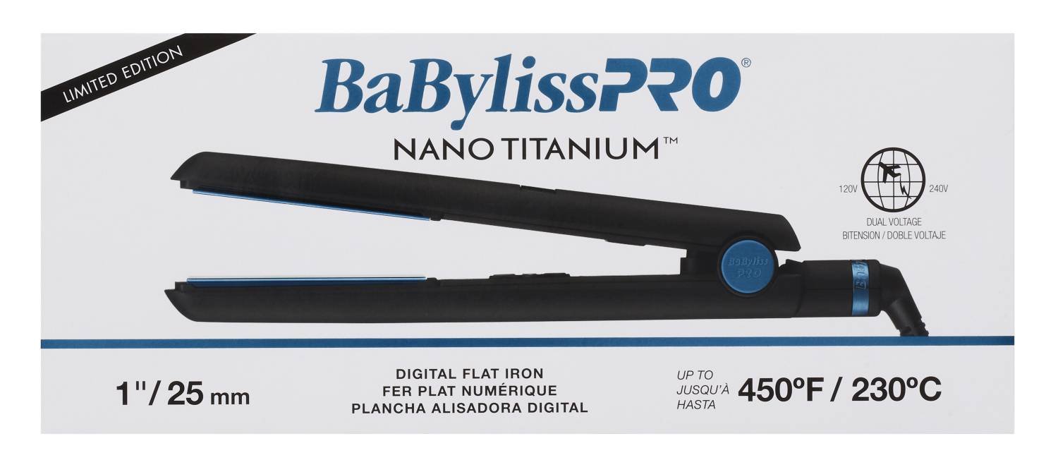 BABYLISSPRO NANO TITANIUM LIMITED EDITION BLACK AND BLUE 1 INCH DIGITAL FLAT IRON BABYLISSPRO NANO TITANIUM LIMITED EDITION BLACK AND BLUE 1 INCH DIGITAL FLAT IRON