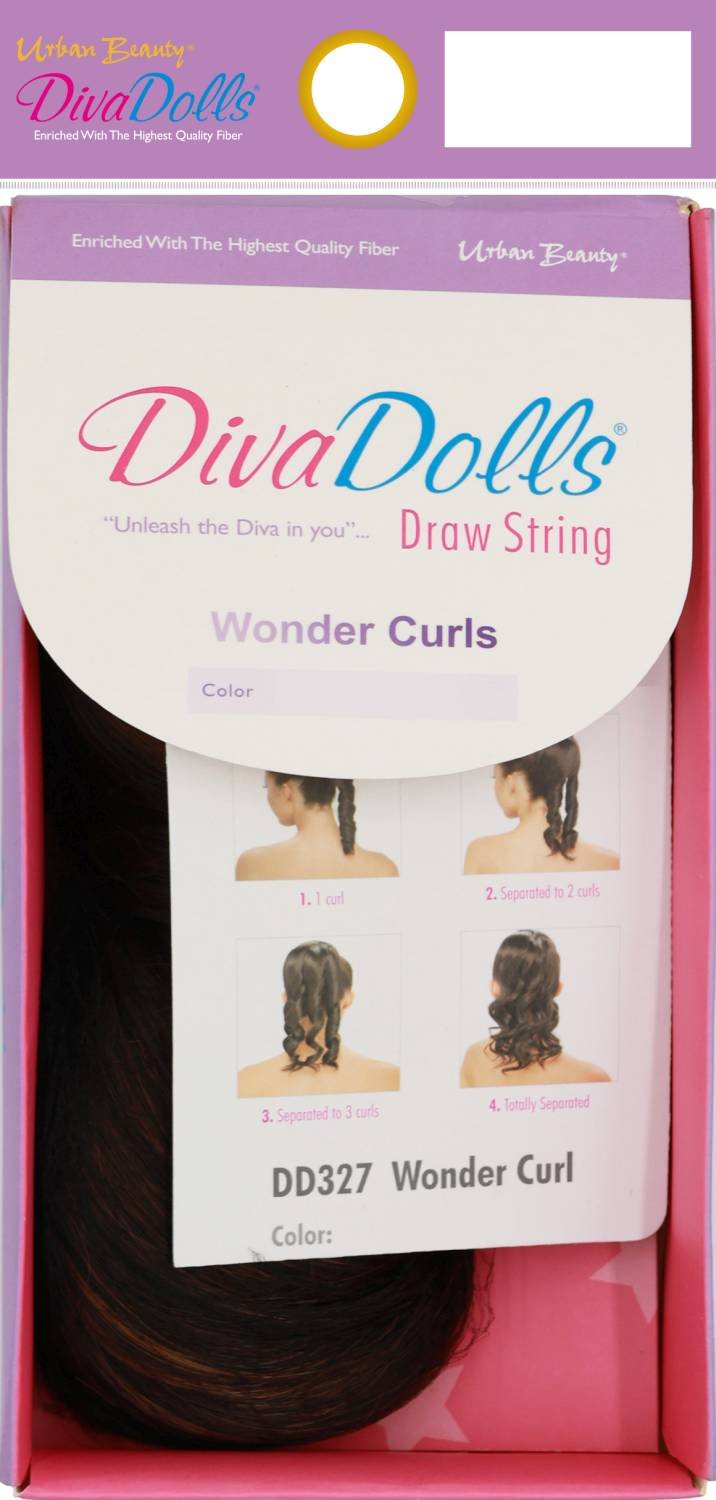 SYNTHETIC DRAW STRING DIVA DOLLS DD327 DRAW STRING WONDER CURL-#1 SYNTHETIC DRAW STRING DIVA DOLLS DD327 DRAW STRING WONDER CURL-#1