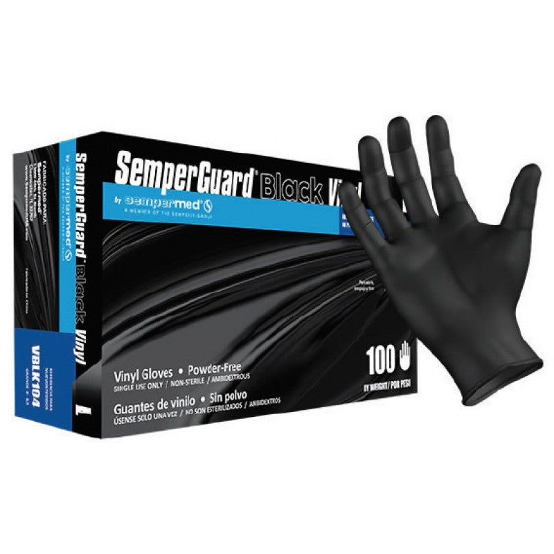 SemperGuard Black Vinyl Powder-Free Gloves-S SemperGuard Black Vinyl Powder-Free Gloves-S